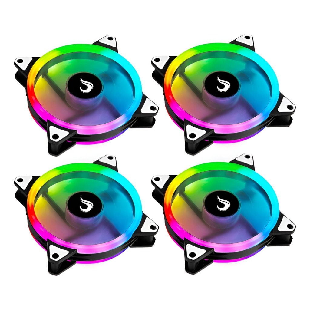 Imagem do Kit 4 Fan Ventoinha Cooler Rise Mode Argb Energy C Controle