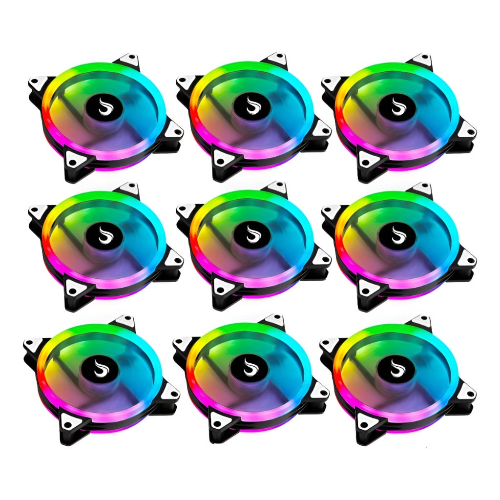 Imagem do Kit 9 Fan Ventoinha Cooler Rise Mode Argb Energy C Controle