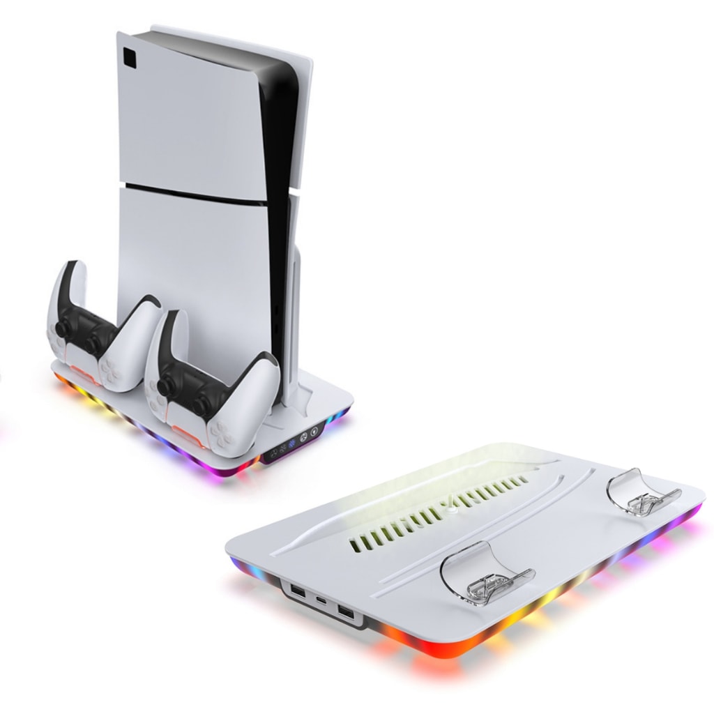 Imagem do Suporte Multifuncional Base Cooler Carregador De Controle Para Ps5 Fat Slim Pro