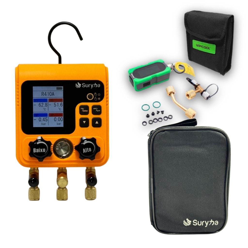 Imagem do Kit Manifold Digital Suryha Vacuometro Digital Wipcool Novo Original