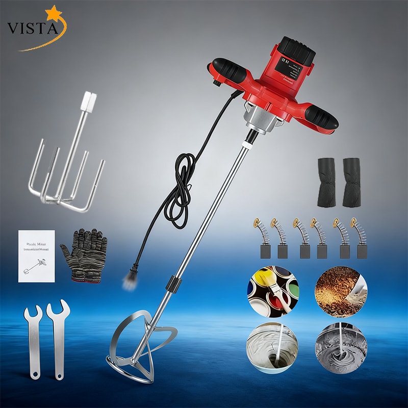 Imagem do Misturador Eletrico 1200w Menegotti Com Haste E Pa Para Argamassa E Tintas Vista