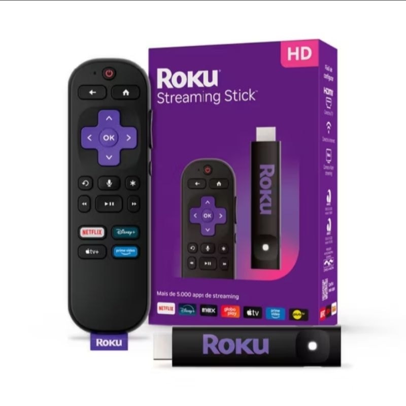 Imagem do Roku Streaming Stick Tv Box Tv Full Hd Controle Comando De Voz