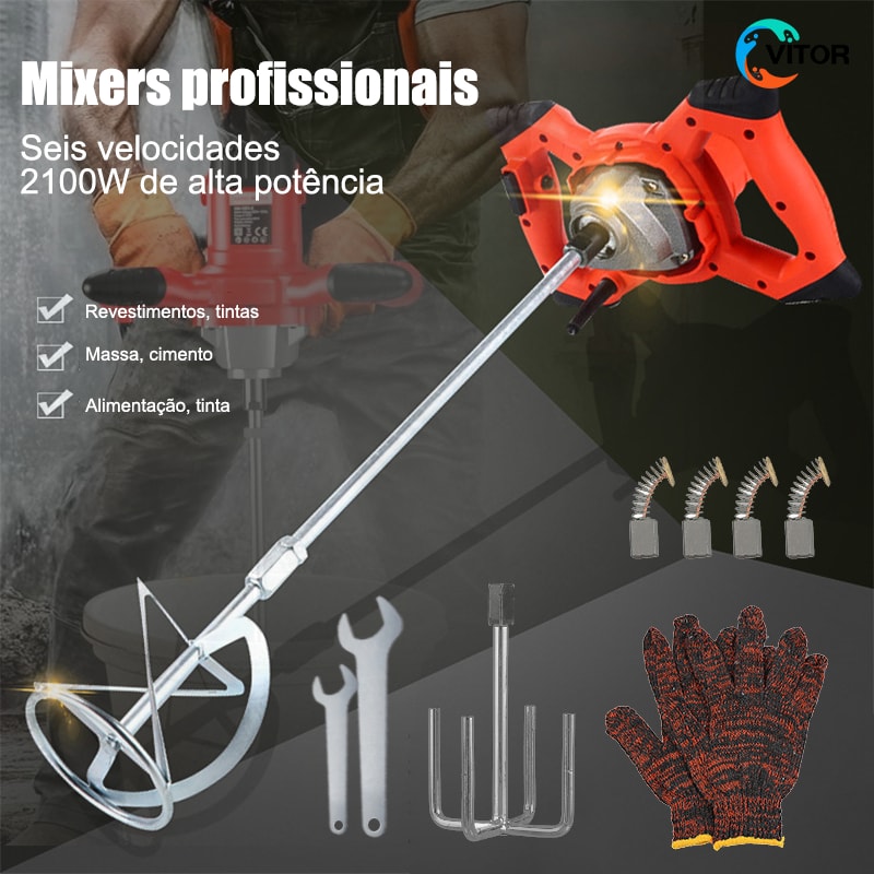 Imagem do Misturador Eletrico Profissional Menegotti 1200w 60hz Para Argamassa Vitor