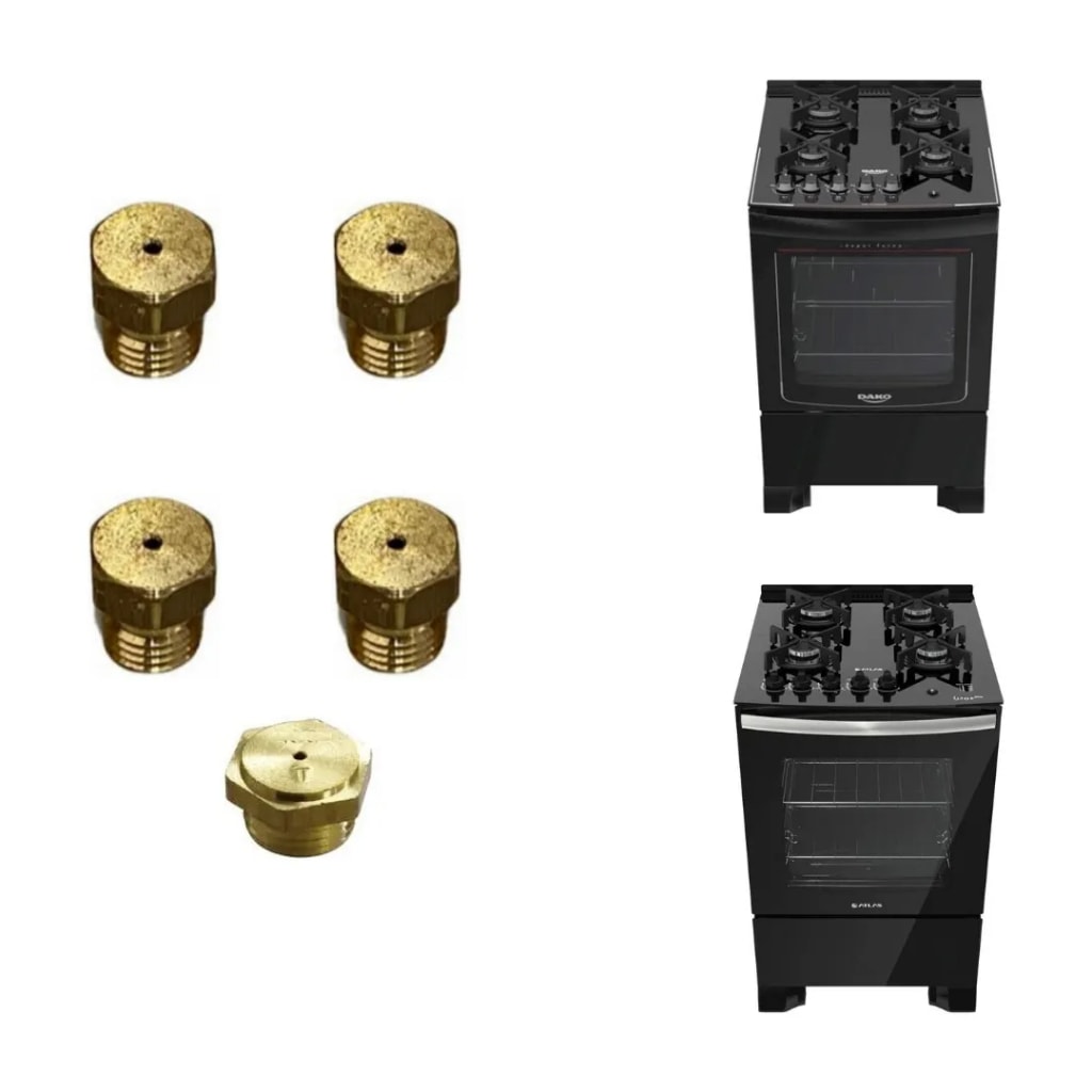 Imagem do Kit 5 Injetores Conversao Fogao Atlas Utop Glass 4 Bocas