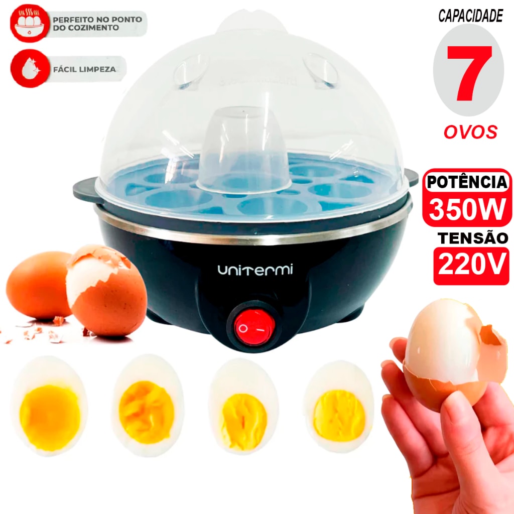 Imagem do Cozedor De Ovos Eletrico Portatil Cozinha A Vapor 220v Maquina De Cozinhar Preto 7 Ovos