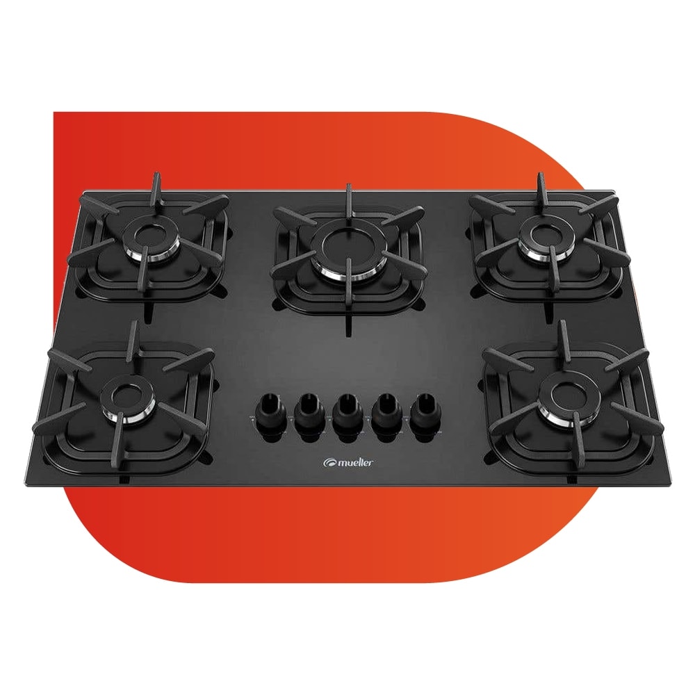 Imagem do Cooktop Mueller 5 Bocas Com Queimador Ultra Chama Preto Bivolt