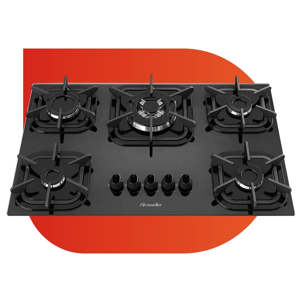 Imagem do Cooktop Mueller 5 Bocas Com Queimador Tripla Chama Preto Bivolt
