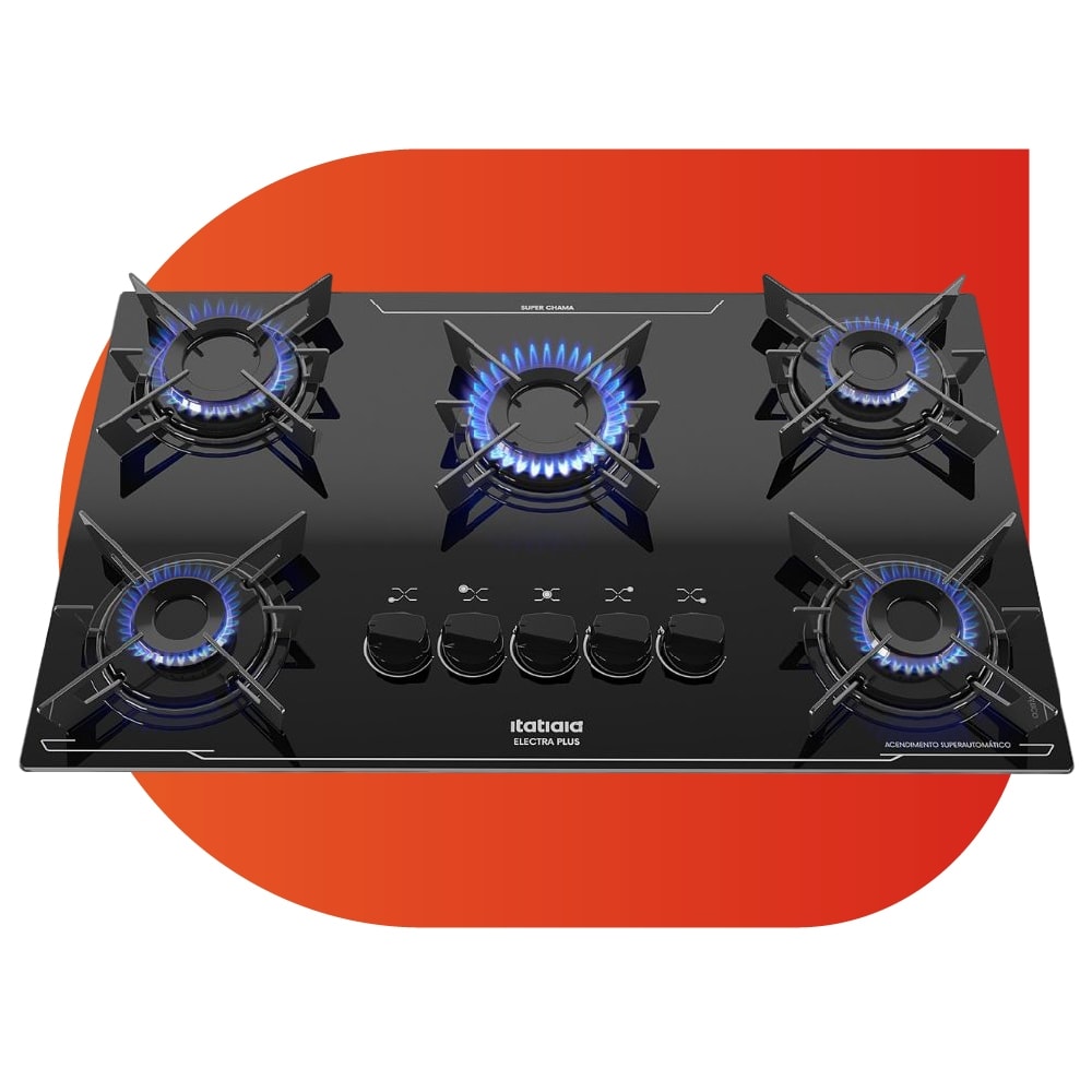Imagem do Cooktop Itatiaia Electra Plus 5 Bocas Mesa Vidro Preto Bivolt