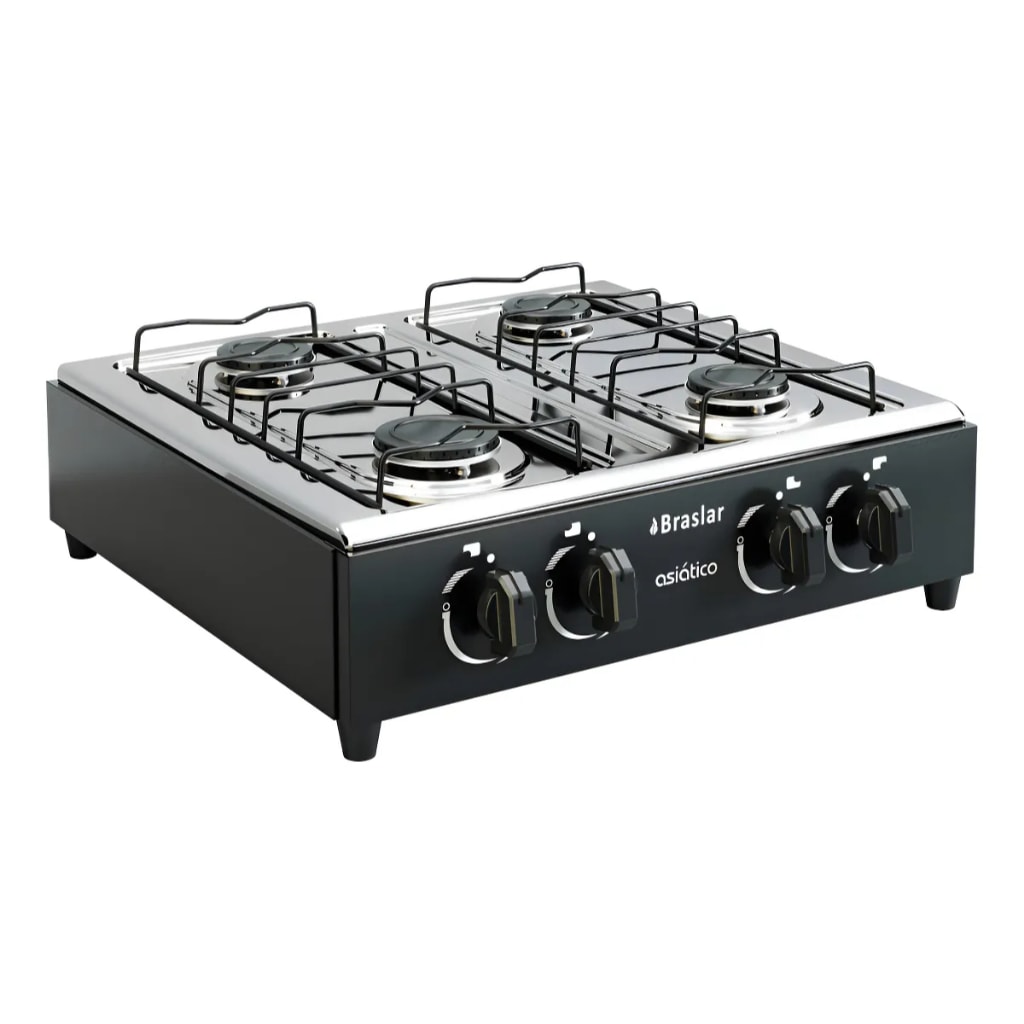 Imagem do Fogao Mesa Cooktop Gas Asiatico 4 Bocas Preto Braslar