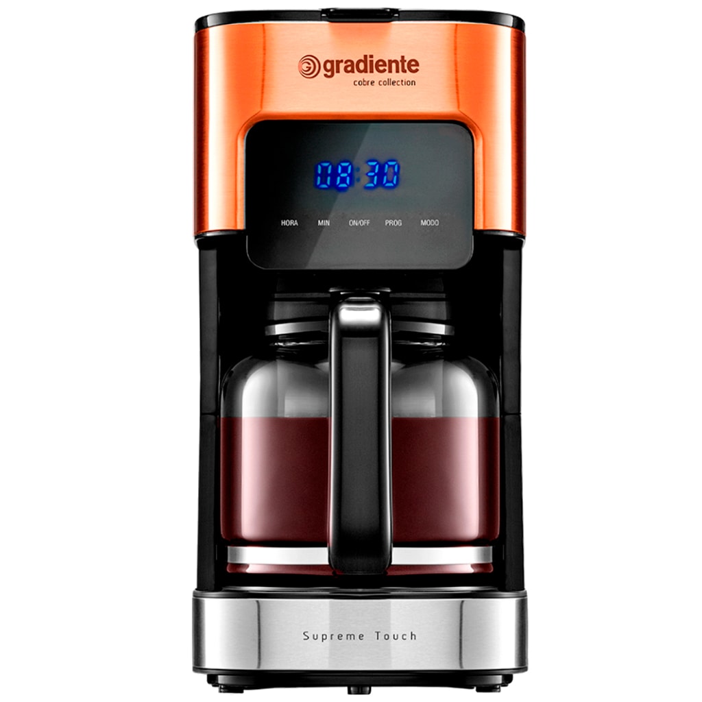 Imagem do Cafeteira Digital Gradiente Programavel Supreme Touch 800w Cor Prata E Cobre