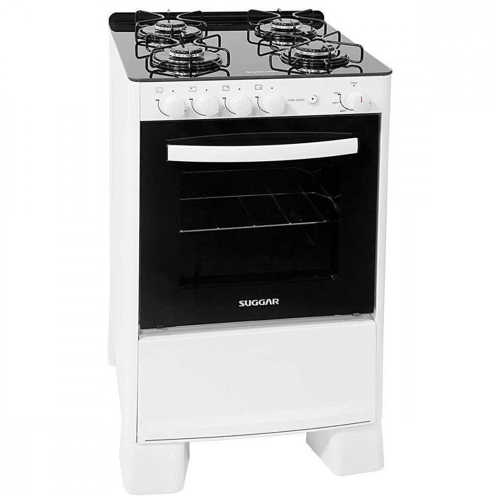 Imagem do Fogao Suggar 4 Bocas Cook Glass Fgvcg410br Mesa De Vidro Branco Bivolt
