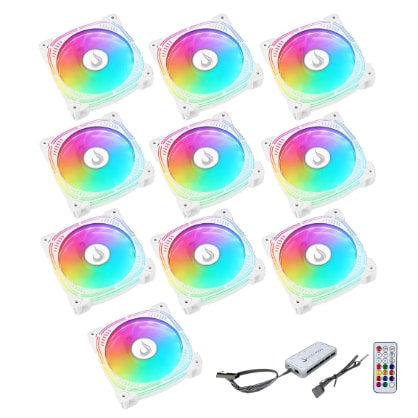 Imagem do Kit 10 Fan Ventoinha Cooler Rise Mode Argb Aura Frost Pro