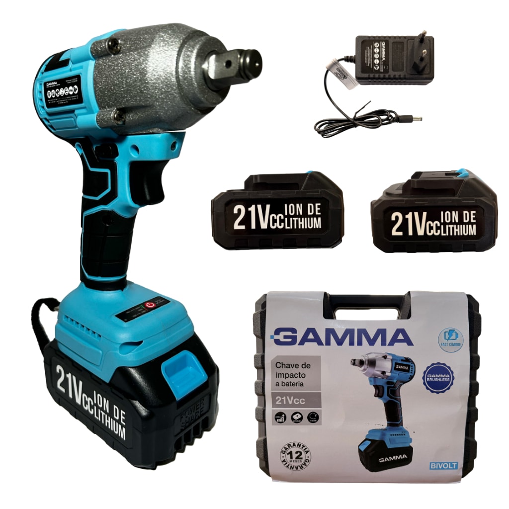 Imagem do Chave De Impacto 21v Brushless Com 2 Baterias Recarregaveis