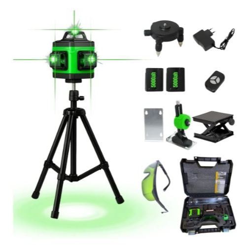 Imagem do Nivel Laser 12 Linhas 3d Verde Profissional Com Tripe Maleta E Kit Completo De Acessorios Pedreiro