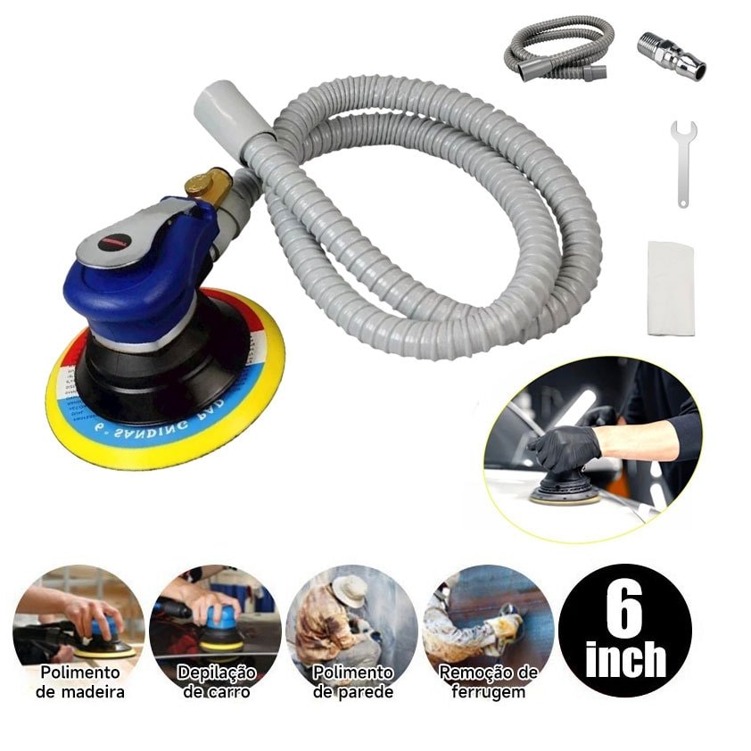 Imagem do Lixadeira Orbital Pneumatica 6 Pol Profissional Automotiva C Acessorios