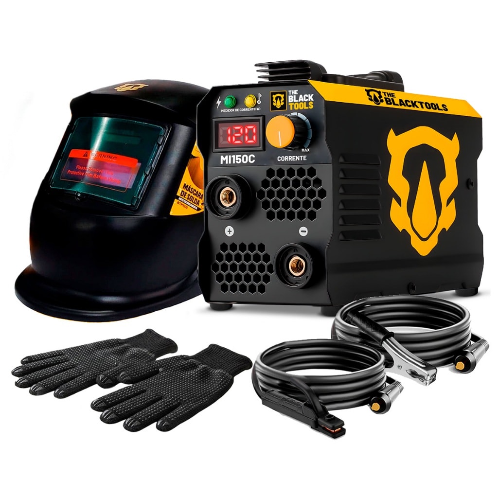 Imagem do Maquina Inversora De Solda Mi150c 120a 220v C Mascara De Solda Fotossensivel Acessorios The Black Tools