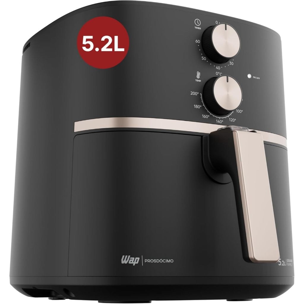 Imagem do Fritadeira Eletrica Air Fryer Grand Family 5 2 Litros Temperatura Ajustavel Revestimento Antiaderente Wap 1500w 127v