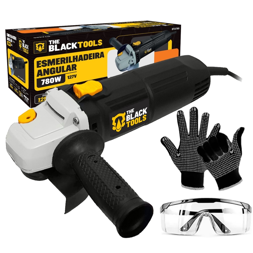 Imagem do Esmerilhadeira Lixadeira Angular Profissional 4 1 2 750w Com Oculos E Luvas The Black Tools