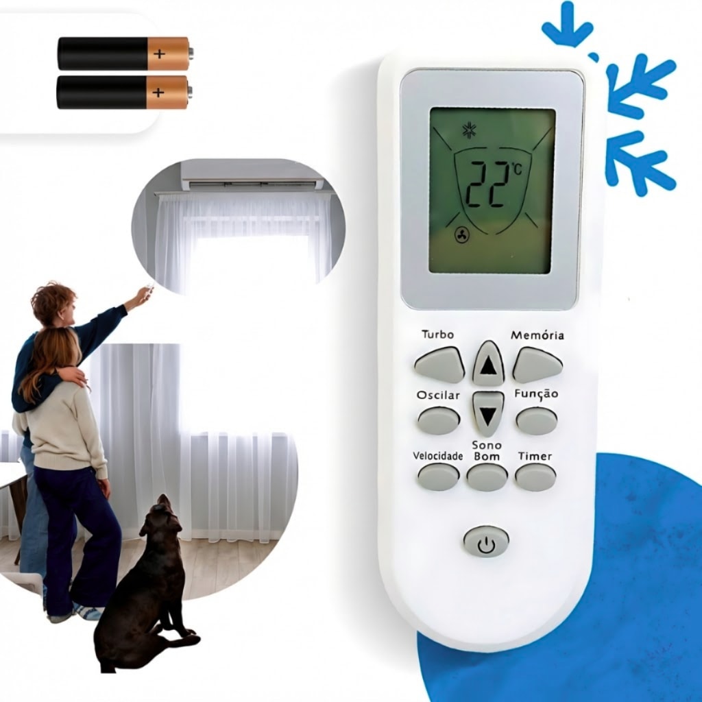 Imagem do Controle Remoto Para Ar Condicionado Consul Split Bem Estar 2 Pilhas Montza