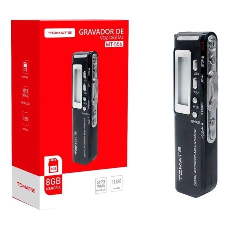 Imagem do Gravador De Voz Tomate Portatil Digital 8gb Profissional Mt 556