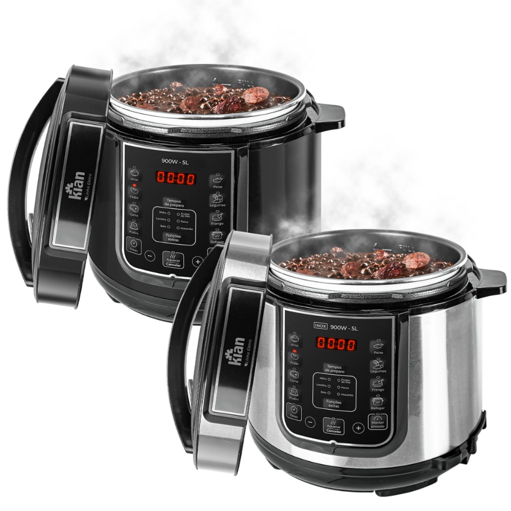 Imagem do Panela De Pressao Eletrica Digital 5 6 Litros Preta Ou Inox Kian