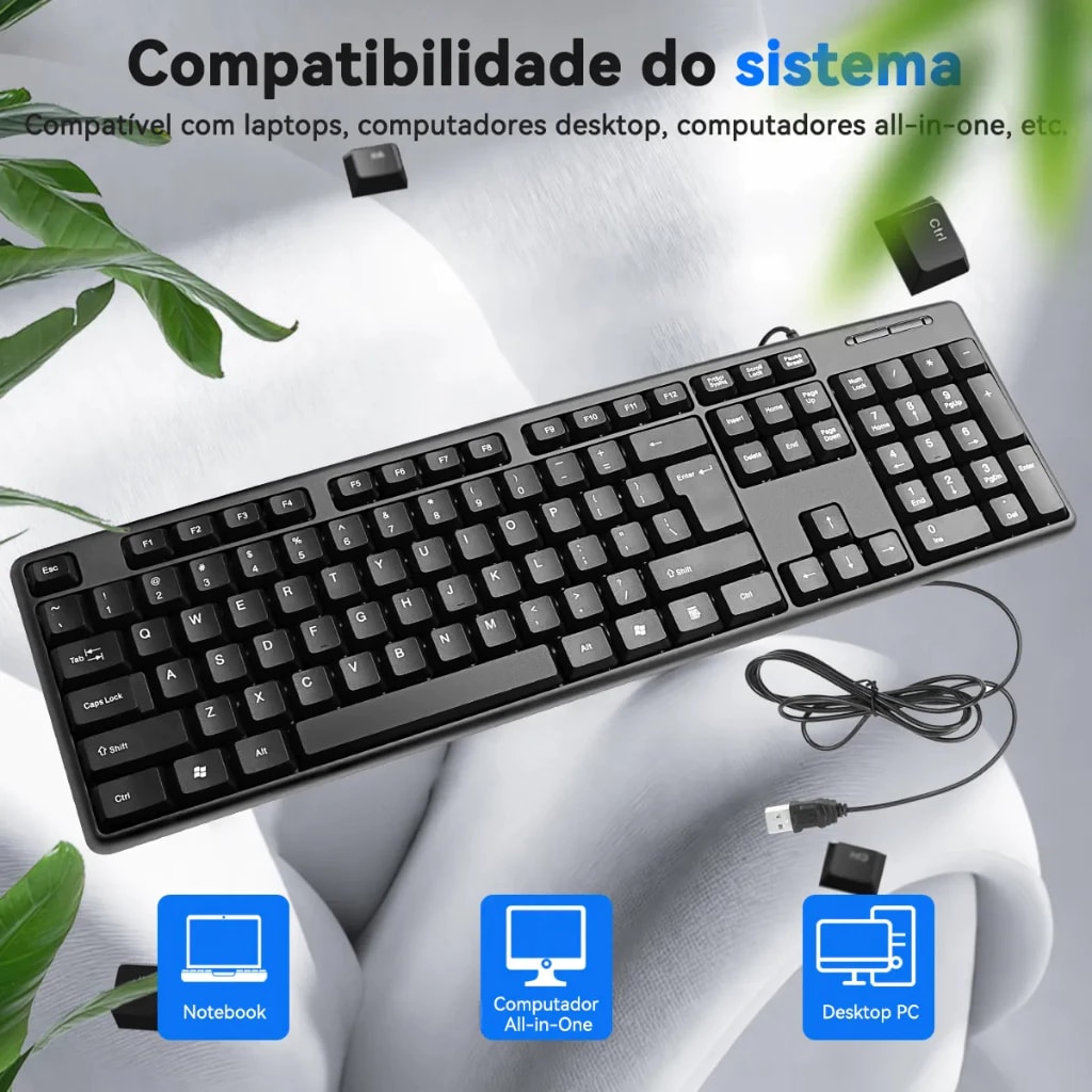 Imagem do Teclado Silencioso Escritorio Usb Compacto Inova