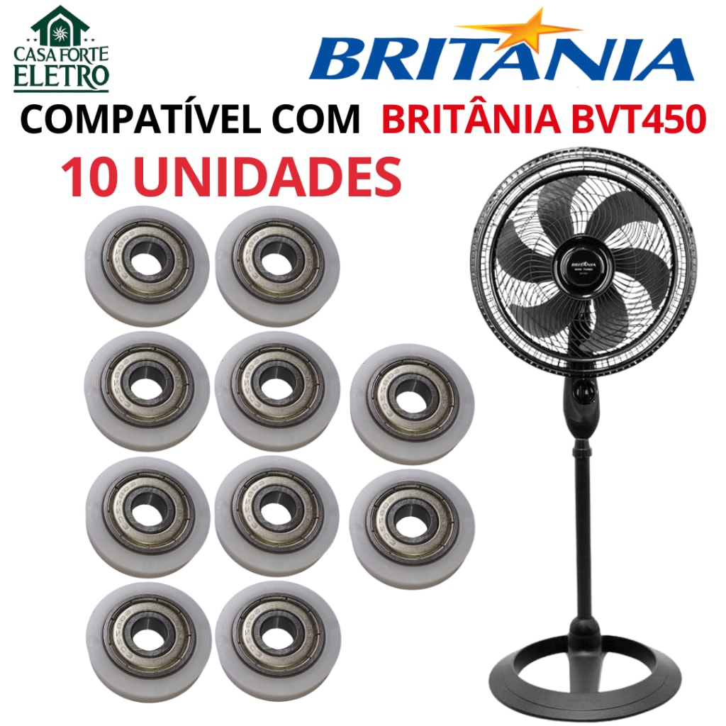 Imagem do Kit 10 Rolamentos 608 10 Suportes Para Ventilador Britania Bvt450 Maxx Force 160w Alta Qualidade