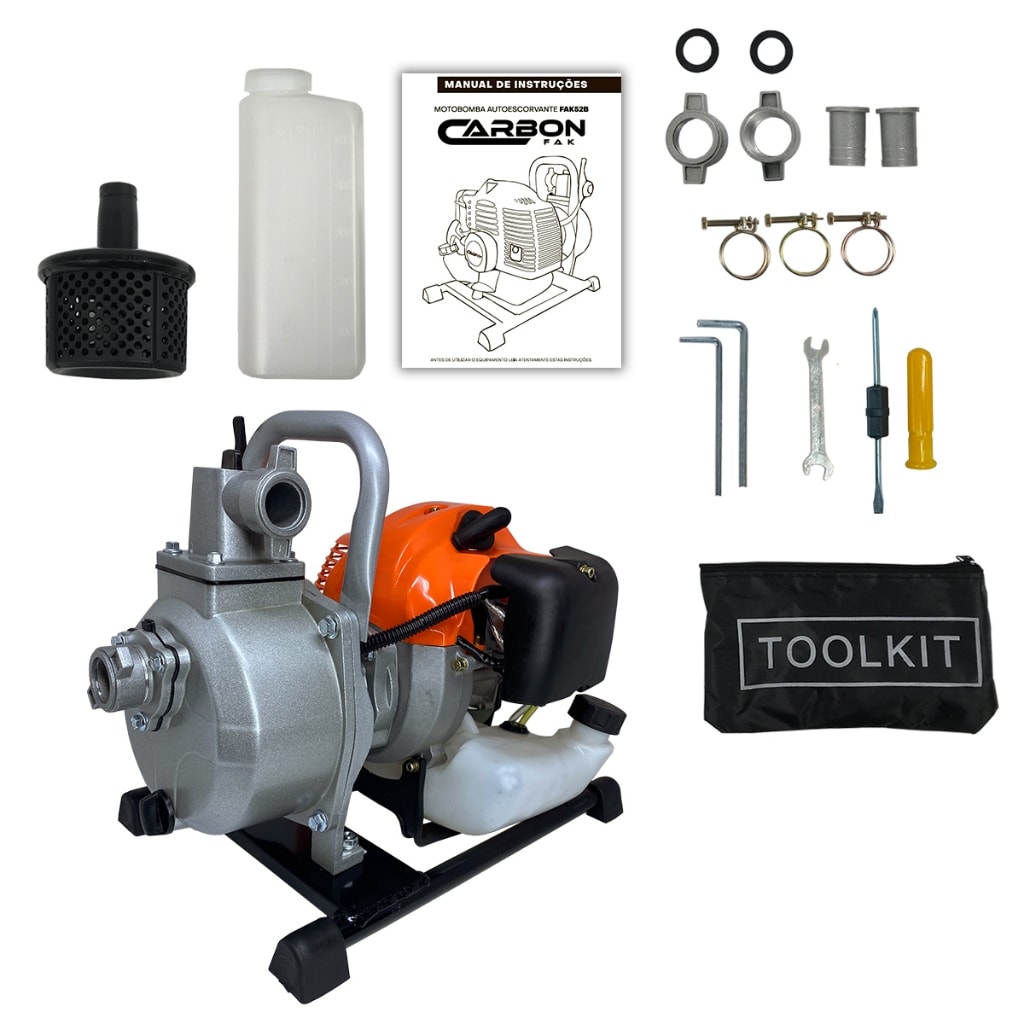 Imagem do Motobomba Gasolina 1 Polegada 2 5hp 52cc 25mca 8000l H Fak52b Carbon Fak