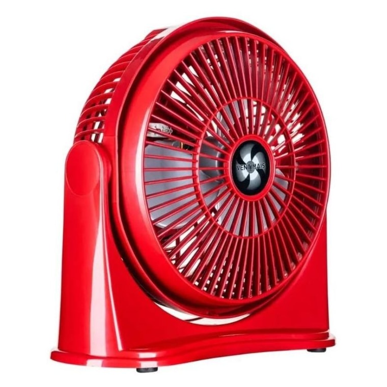 Imagem do Ventilador Circulador De Ar Ventimais 25cm Chao Mesa E Parede Vermelha E Prata