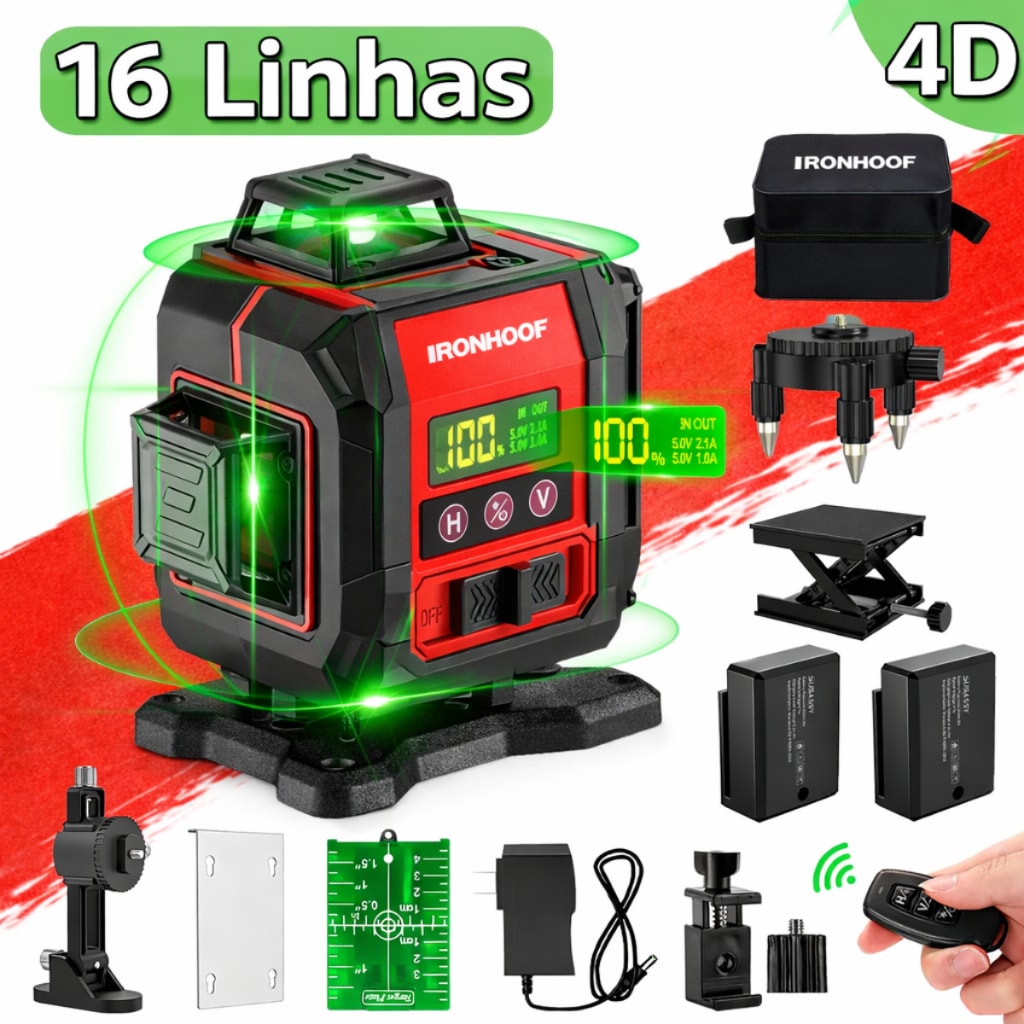 Imagem do Nivel A Laser Profissional 16 Linhas Verde Autonivelante 4d 360