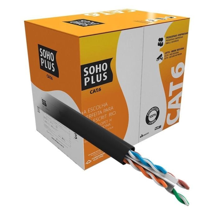 Imagem do Cabo De Rede Furukawa Soho Plus U Utp Cmx 24awg Cat6 305m Preto 23400187