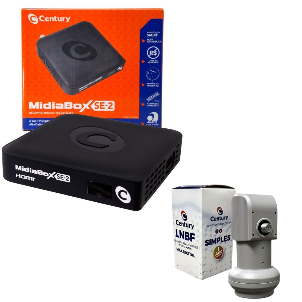 Imagem do Kit Conversor Receptor Midiabox Se2 C Lnbf Simples Century