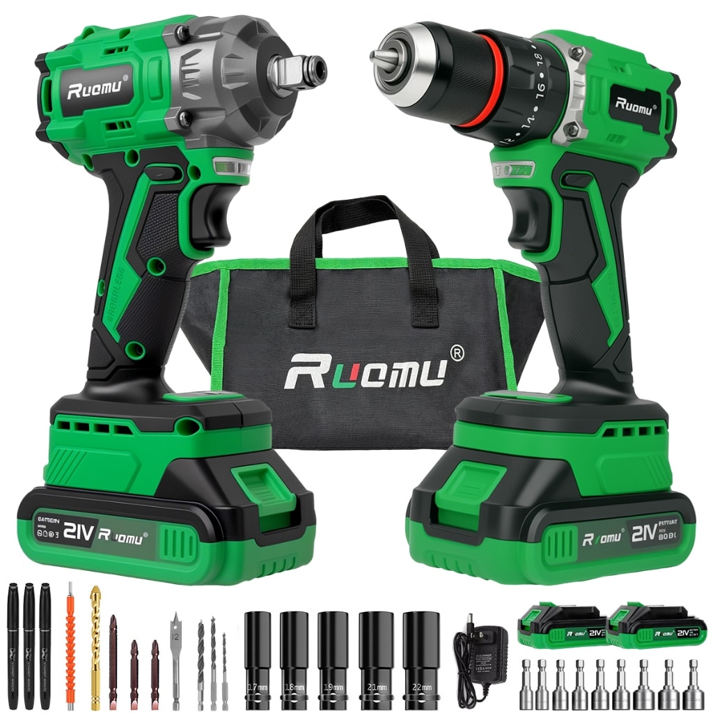 Imagem do Furadeira De Impacto E Chave De Impacto Brushless 21v Kit Com 2 Baterias 520n