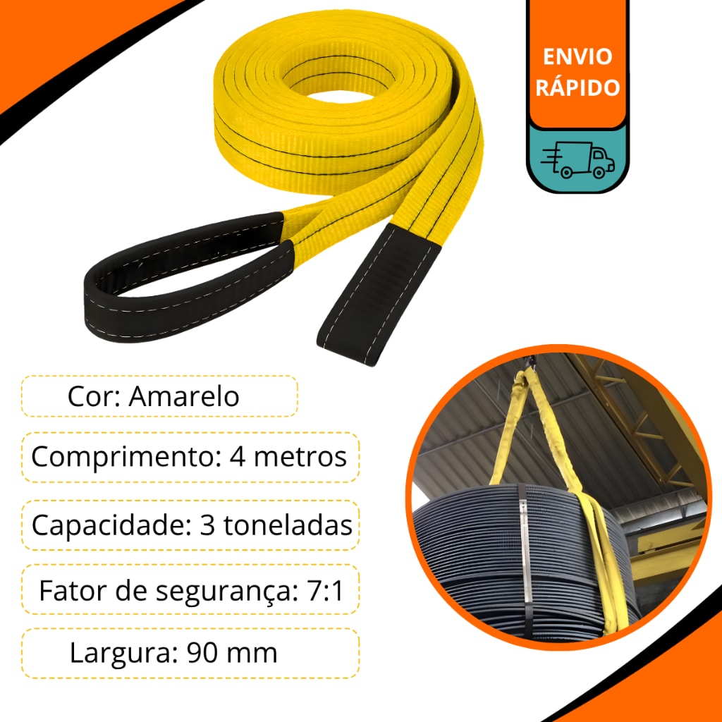 Imagem do Cinta Elevacao Carga 3 Toneladas 4 Metros Sling 90