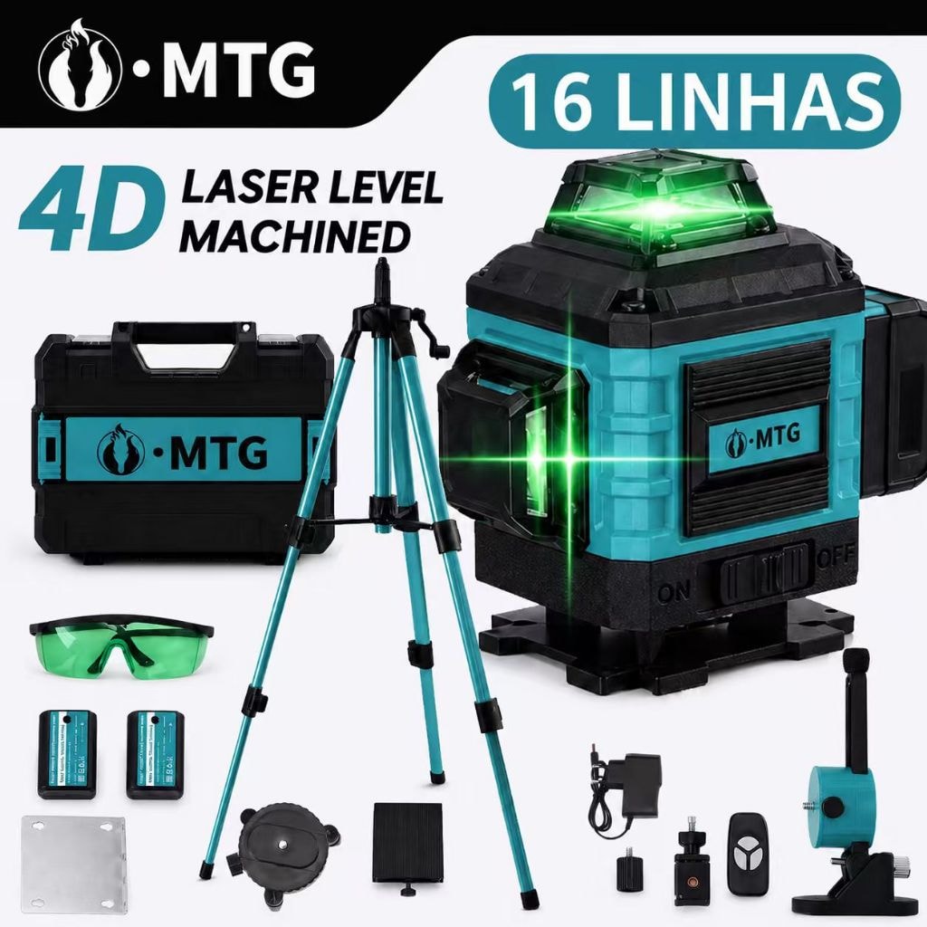 Imagem do Nivel Laser Verde 16 Linhas 4d 360 Com Tripe E Controle Remoto