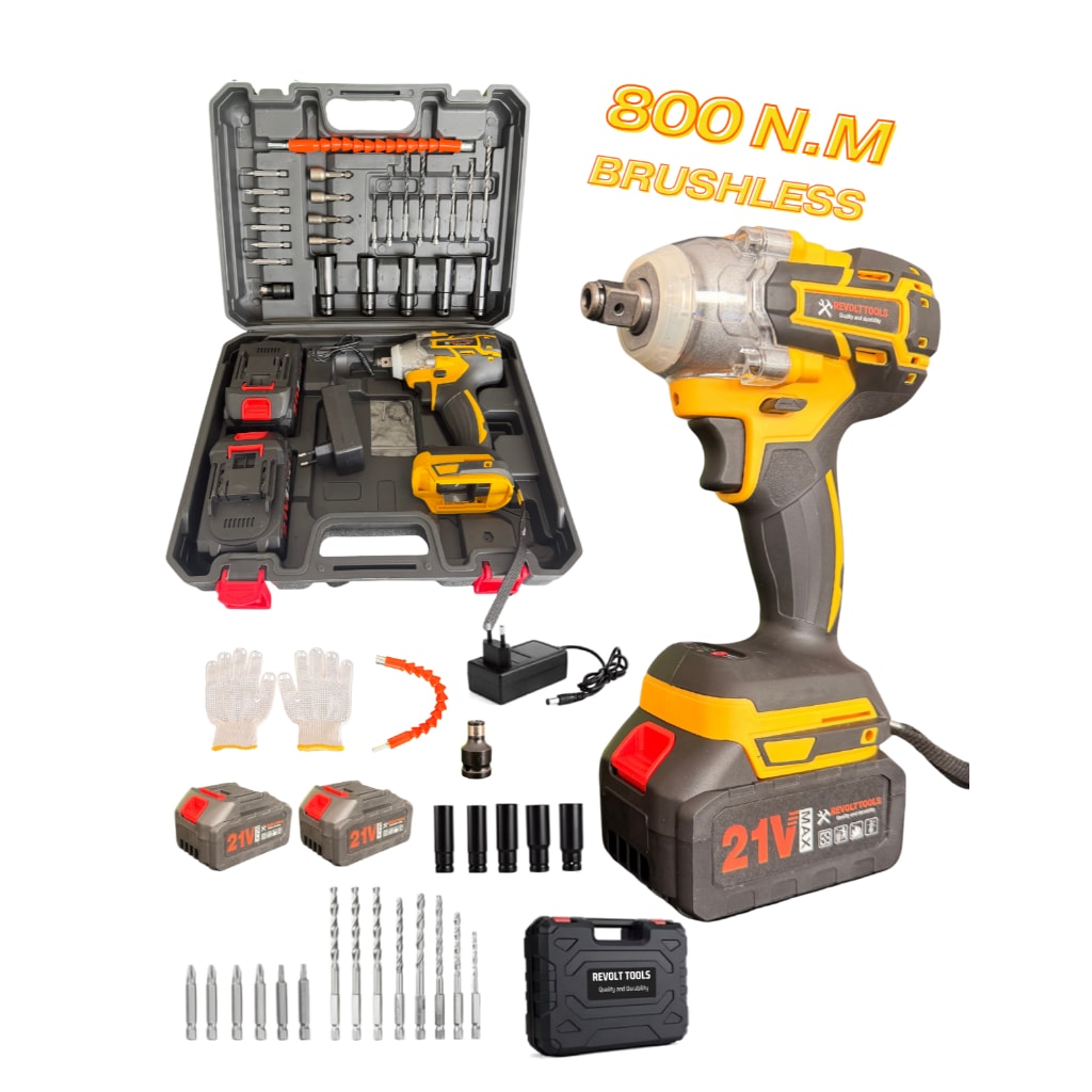 Imagem do Chave De Impacto E Parafusadeira 21v Max Revolt Tools Brushless Com 2 Baterias