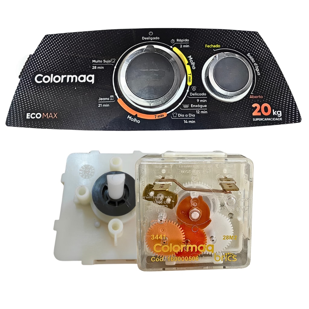 Imagem do Kit Timer Botao E Adesivo Colormaq Ecomax Facilima 20 Kg Lcs