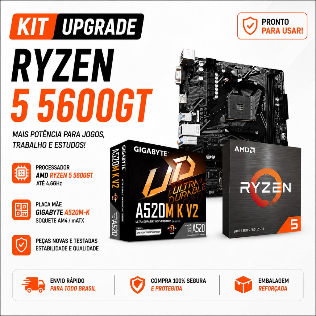 Imagem do Kit Upgrade Amd Ryzen 5 5600gt 4 6ghz Placa Mae A520m K Gigabyte