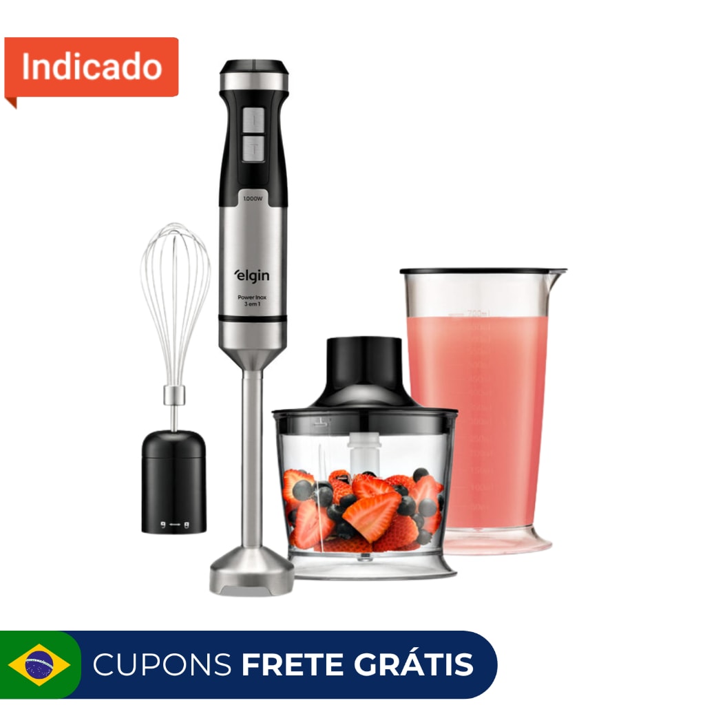 Imagem do Mixer 3 Em 1 Inox 1000w Power Elgin Batedor Processador