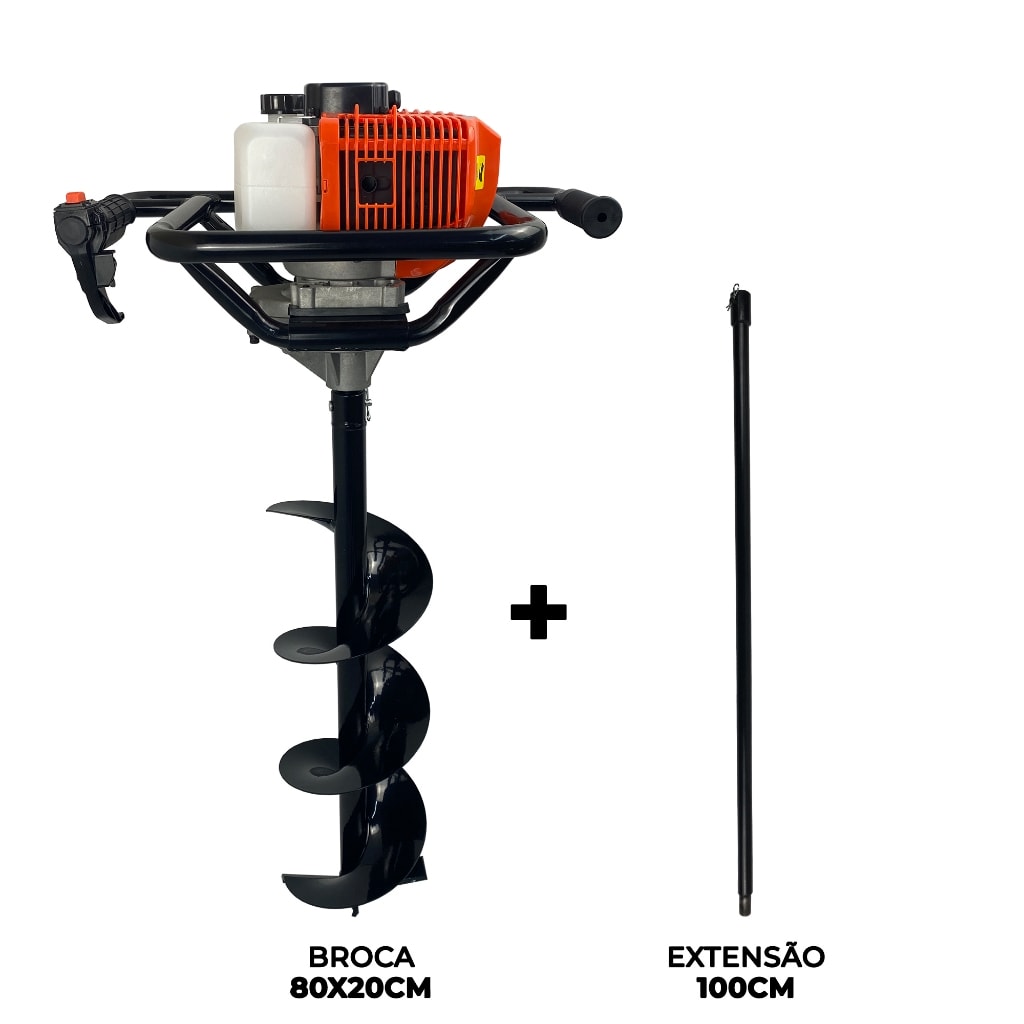Imagem do Perfurador De Solo A Gasolina 52cc 2 5hp Com Broca 80x20cm Extensao 60cm Fak520ps Carbon Fak