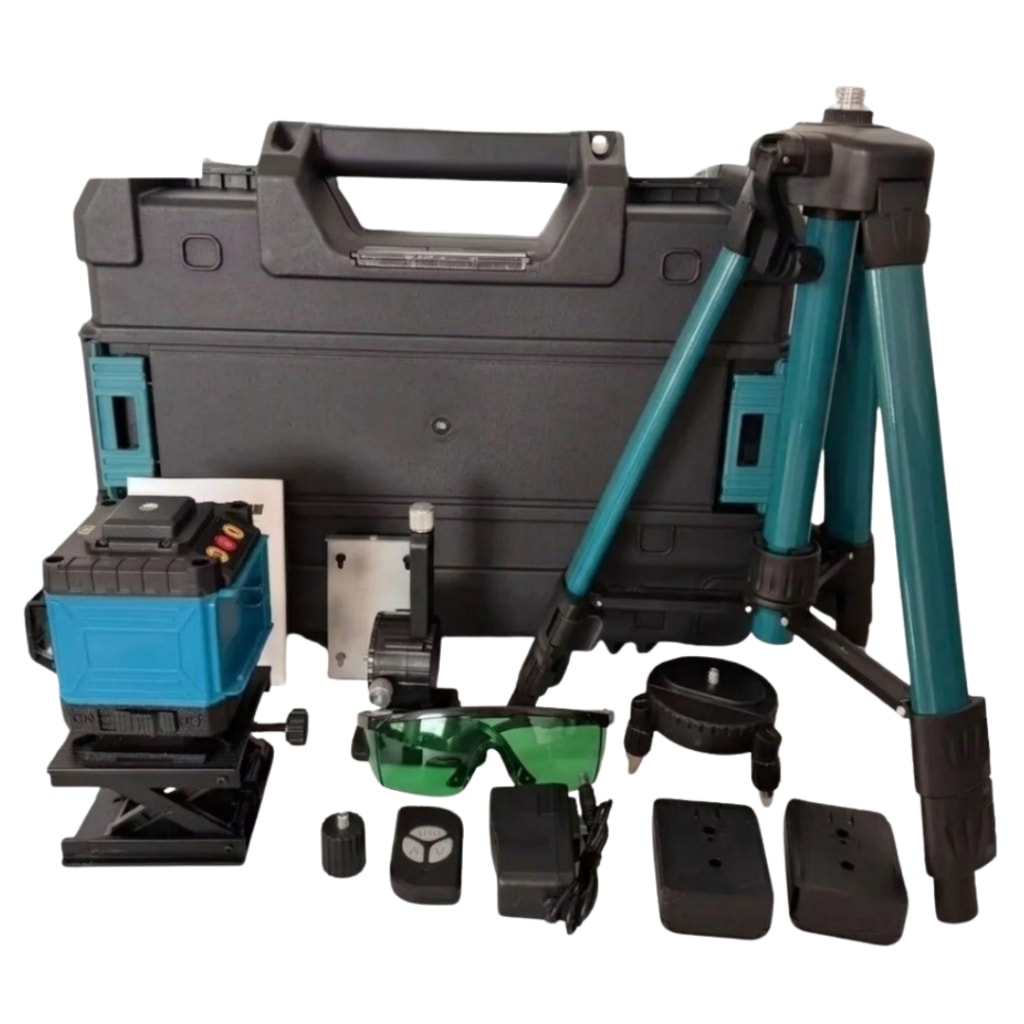 Imagem do Nivel Laser Verde 12 Linhas 3d 360 Graus Autonivelante 2 Baterias E Tripe Luatek
