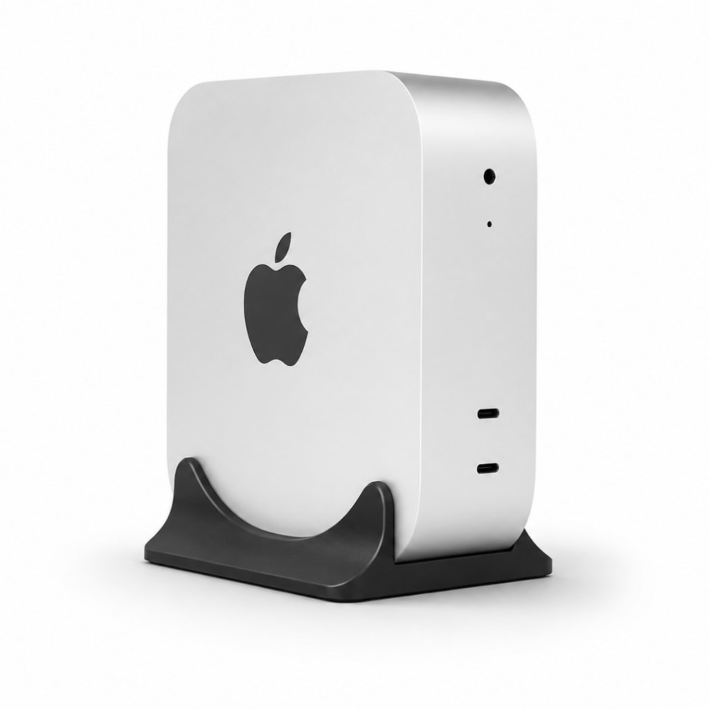 Imagem do Suporte Vertical Minimalista Para Apple Mac Mini M4 Setup Clean E Seguro
