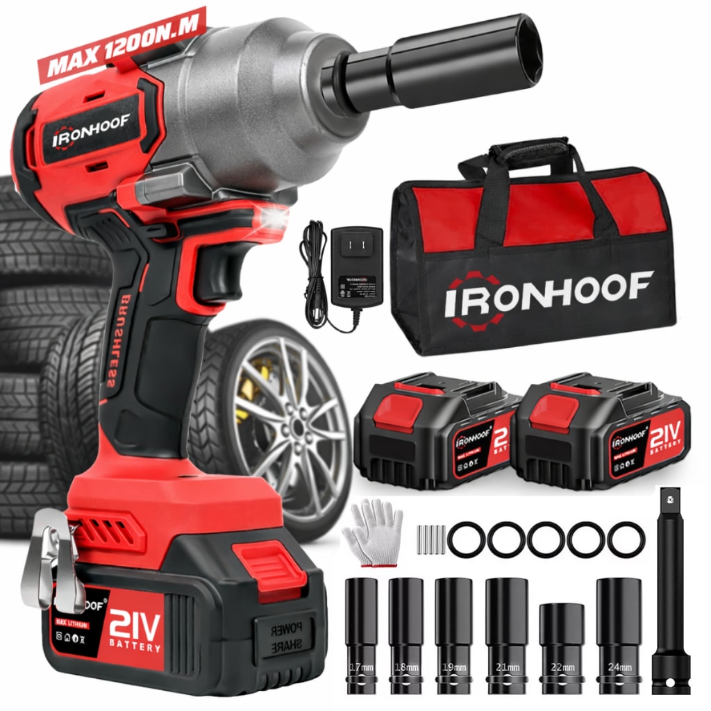 Imagem do Chave De Impacto 1200nm Profissional 21v Brushless Com 2 Baterias