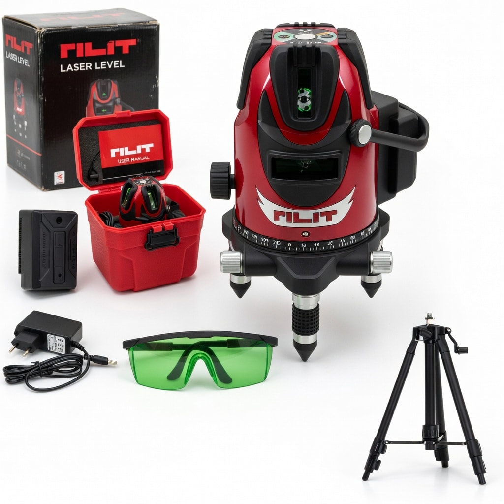 Imagem do Nivel Laser Rilit 05 Linhas Verde Recarregavel C Kit E Tripe