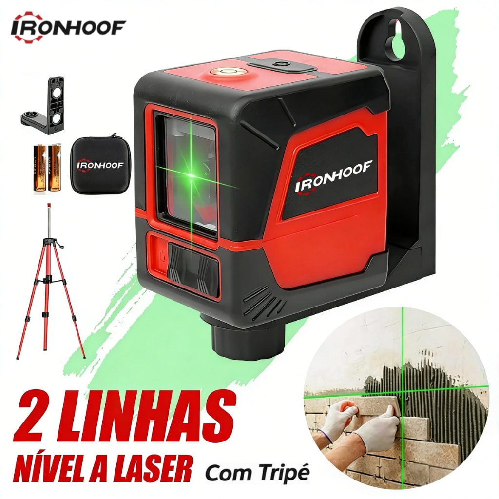 Imagem do Nivel A Laser Verde 2 Linhas Com Tripe Autonivelante 20m Nivel 360 Auto