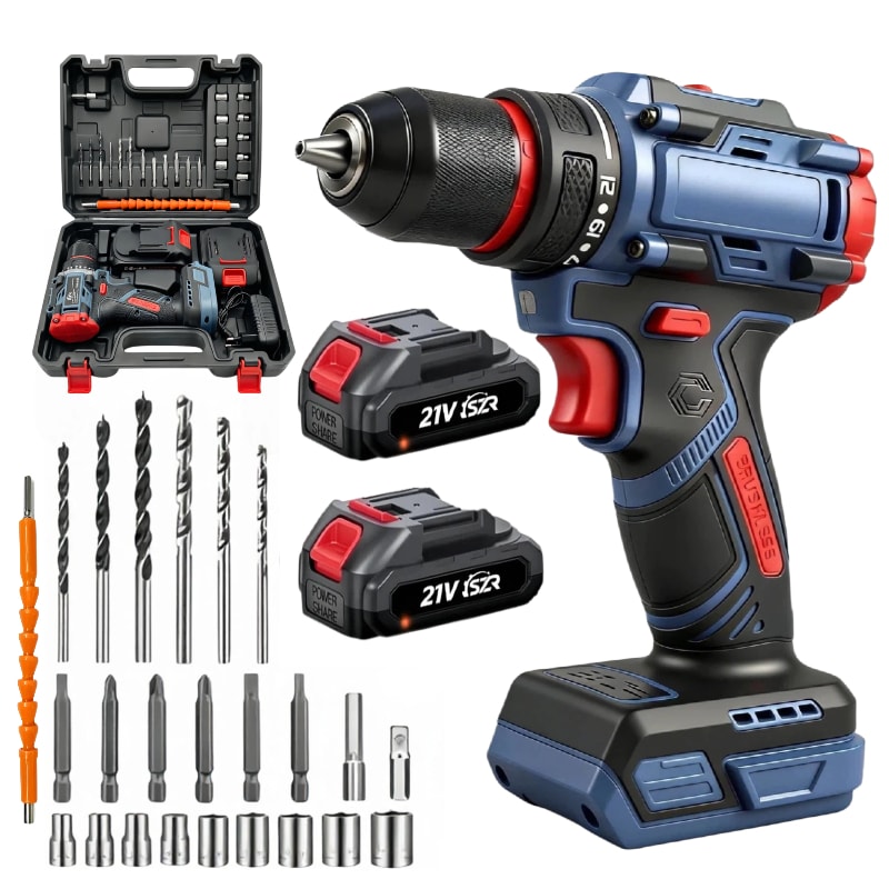 Imagem do Kit Parafusadeira E Furadeira 21v Sem Escova Com 2 Baterias Ferramenta Profissional