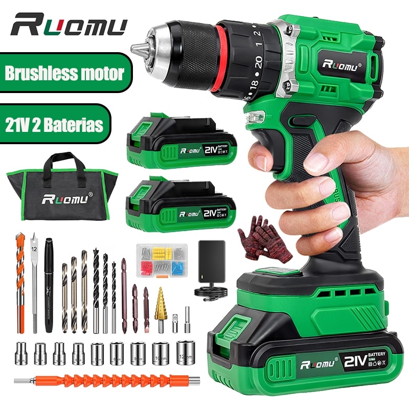 Imagem do Furadeira Parafusadeira Profissional Brushless Parafusadeira Eletrica 21v Furadeira
