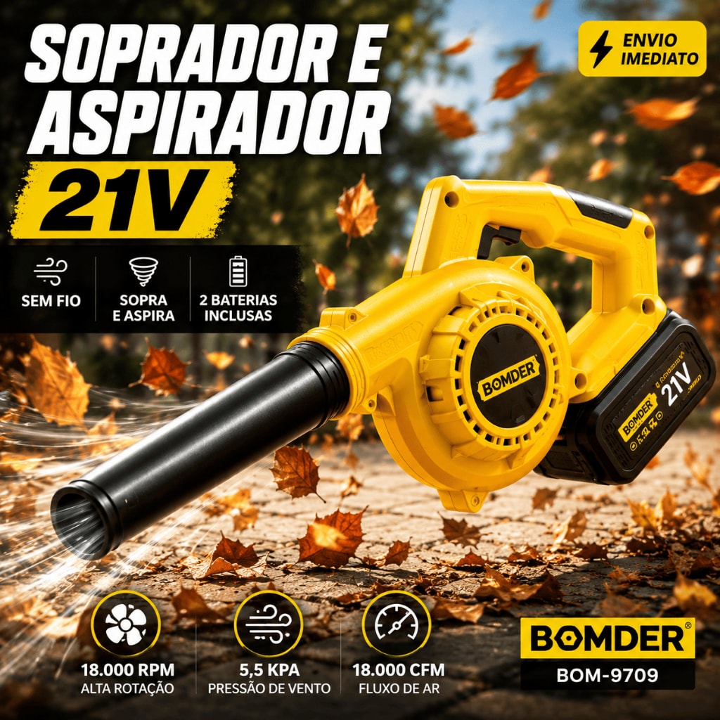 Imagem do Soprador E Aspirador De Folhas A Bateria 21v Bomder Bom 9709