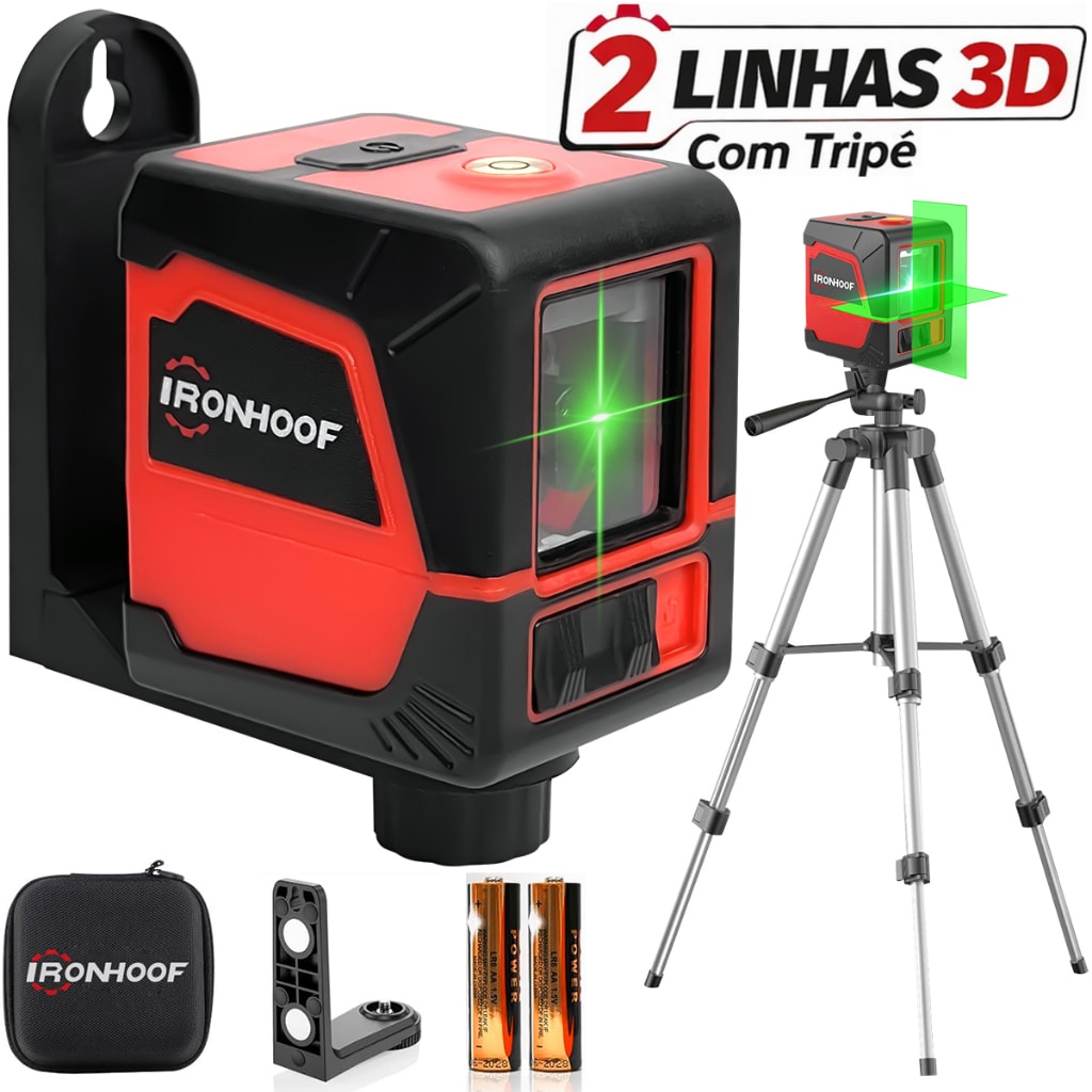 Imagem do Nivel Laser Profissional 2 Linhas Verde Autonivelante Com Tripe
