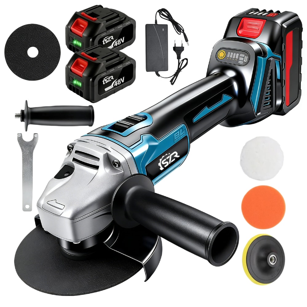 Imagem do Esmerilhadeira Lixadeira Angular 48v 4 Polegadas Brushless 9500rpm 2bateria De Litio Lixadeira Bateria